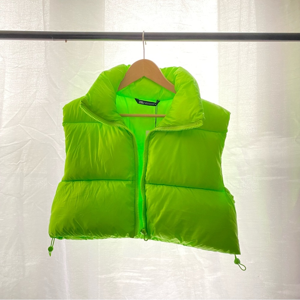ZARA Neon Green Puffer Vest